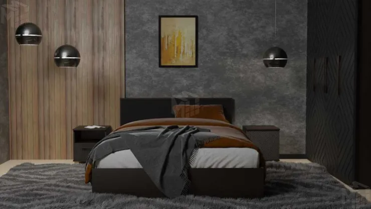 Кровать Копенгаген 1,4 (с настилом) (венге/черный матовый)