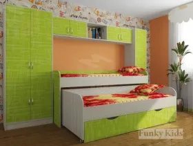 Двухъярусная кровать Фанки-8 + шкаф 13/2 + мост 13/50 + шкаф 13/10