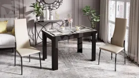 Стул Кредо Черный муар, к/з Бежевый