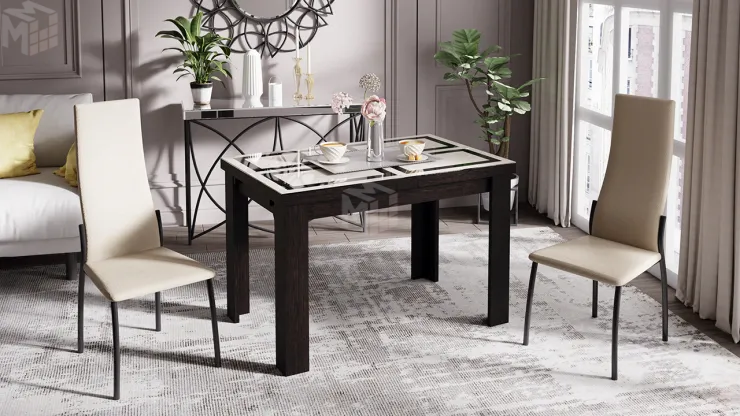 Стул Кредо Черный муар, к/з Бежевый