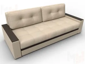 Диван прямой с декором Лига-096 НПБ ( Бежевый\Коричневый )