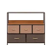 Комод Leset Локи 5 ящиков с полкой (Коричневый/Бежевый, светло-коричневый, темно-коричневый/Красный клён)