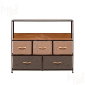 Комод Leset Локи 5 ящиков с полкой (Коричневый/Бежевый, светло-коричневый, темно-коричневый/Красный клён)