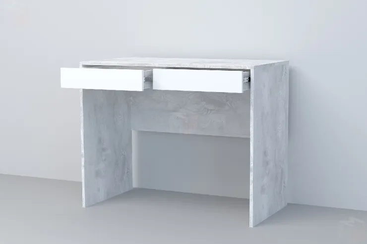 Стол Письменный СТ-1 Эго Бетон Светлый/Белый Глянец