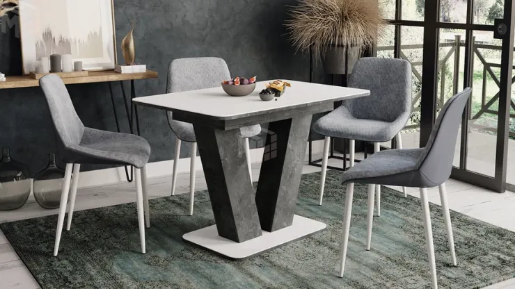 Стол раздвижной Чинзано Тип 1 Моод темный/стекло белое матовое