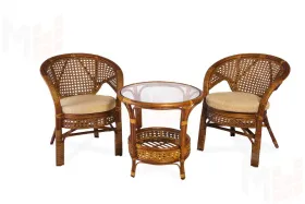 Комплект мебели из ротанга "Пеланги дуэт": два кресла и круглый столик  02/15