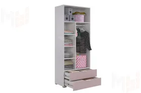 Шкаф двухдверный Зефир  120.01 белое дерево/пудра розовая (эмаль)