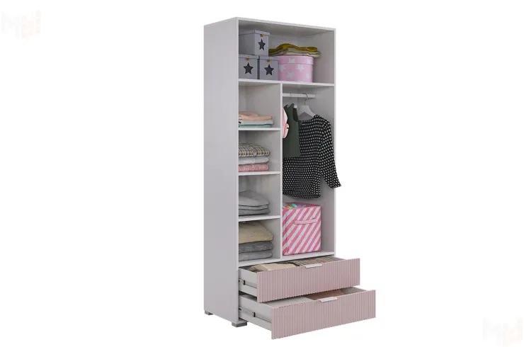 Шкаф двухдверный Зефир  120.01 белое дерево/пудра розовая (эмаль)