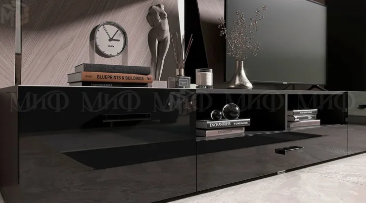 Гостиная Николь (черный глянец/черный)