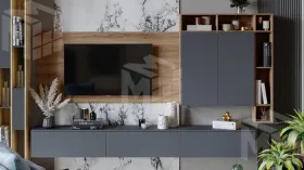 Гостиная Порто №6 - ГН-393.006 Яблоня Беллуно, Графит софт