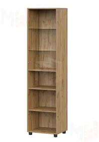 Пенал со стеклом  Милан Дуб Золотой/Олива Софт