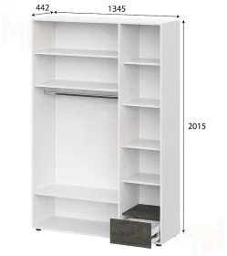 Шкаф комбинированный трехстворчатый Анри