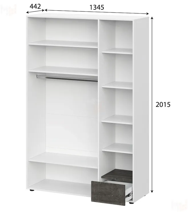 Шкаф комбинированный трехстворчатый Анри