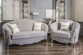 Диван Гравита 2х местный серый серебро французский раскладной механизм