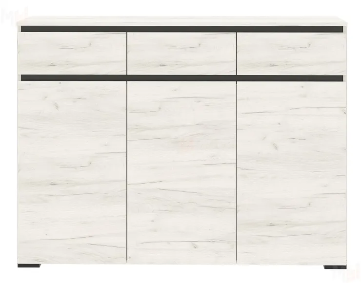 Комод  ГРЕТТА  3С3Я  Дуб Крафт белый - Антрацит