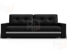 Диван прямой с декором Лига-096 НПБ ( Черный;Белый )