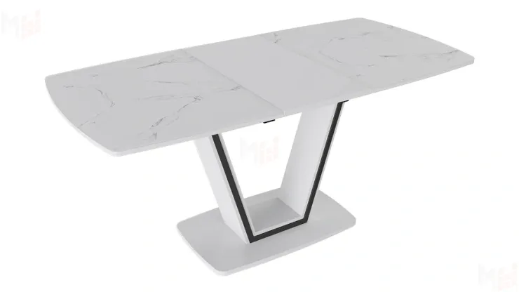 Стол обеденный Дели Тип 1 Белый глянец, Стекло матовое белый мрамор