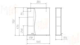 Зеркало-шкаф Волна 55 см левый