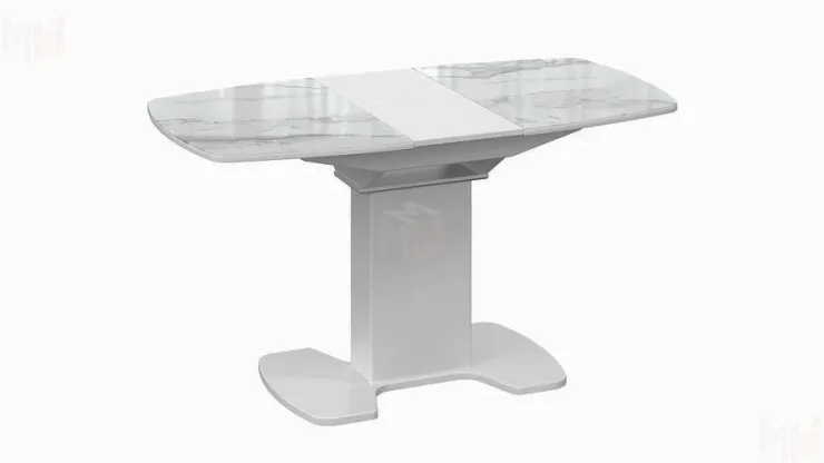 Стол обеденный Портофино - СМ(ТД)-105.01.11(1) Белый глянец, Стекло глянцевое белый мрамор