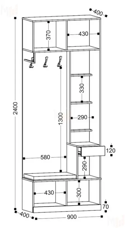 Прихожая Николь 1 Кашемир/Ручки-черный