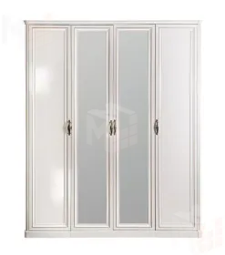 Шкаф Натали 4-дверный (1+2+1) с зеркалом белый глянец