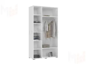 Шкаф Норд 3-х створчатый с антресолью (белый/белый глянец)