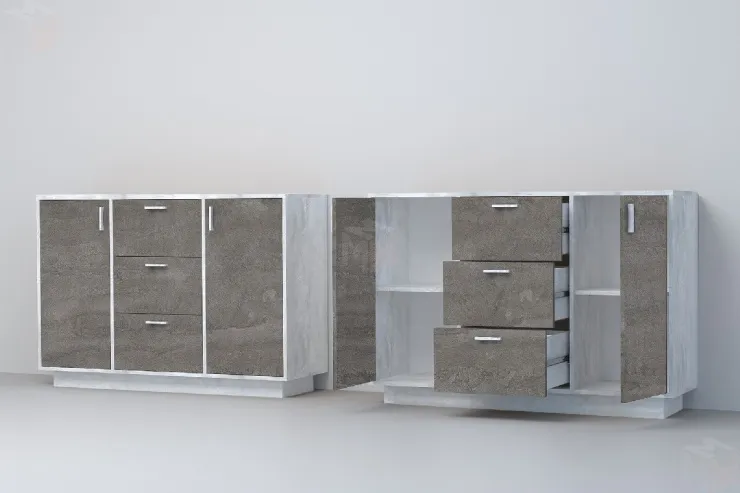 Комод К-2 ПД Эго Бетон Светлый/Камень Темный