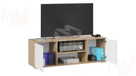 Тумба под ТВ Хилтон Исп.2 - 413.12 Дуб Крафт золотой, Белый матовый