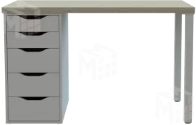 Стол письменный Ингар 1/5Т дуб беленый / белый