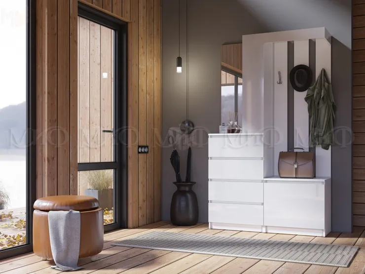 Прихожая Челси (белый/белый глянец)