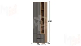 Шкаф для посуды Хилтон - 413.25 Дуб Крафт золотой, Графит матовый