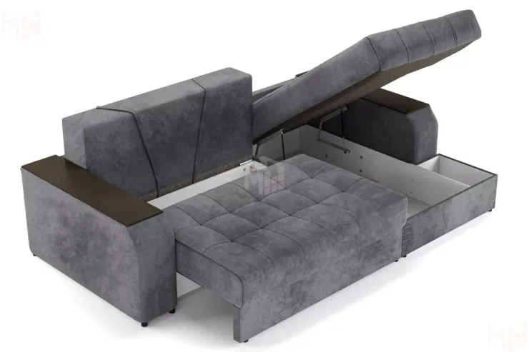 Угловой диван-кровать Лас-Вегас Серый правый 