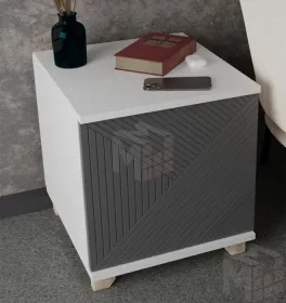 Тумба прикроватная Копенгаген со створкой (белый/серый графит)