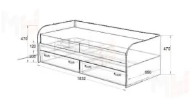 Кровать-чердак Фанки Кидз-22 + кровать 13/53СВ + стол письменный 13/58СВ