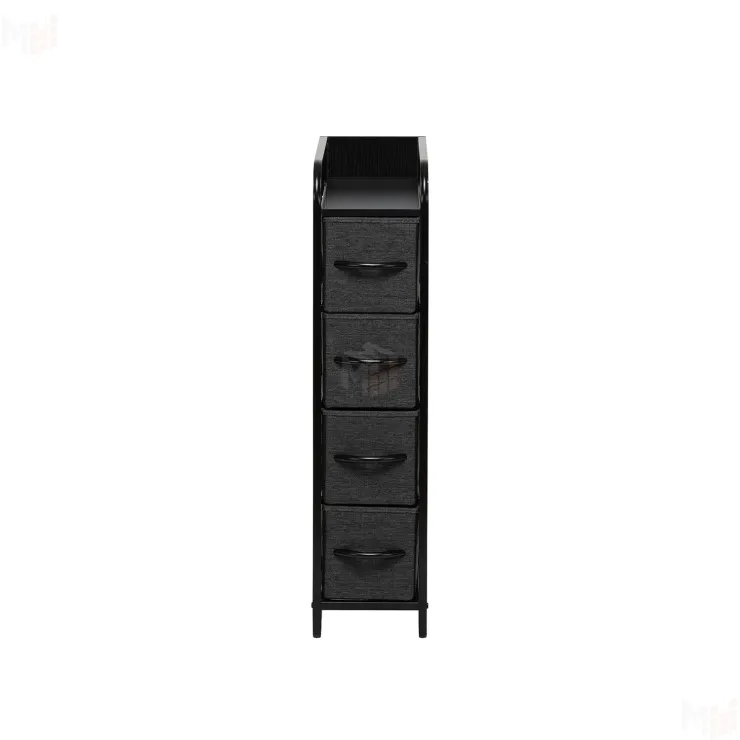 Комод Leset Ноа узкий 4 ящика (Чёрный/Тёмно-серый/Чёрный матовый)