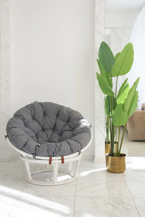 Кресло Папасан 23/01 с серой подушкой