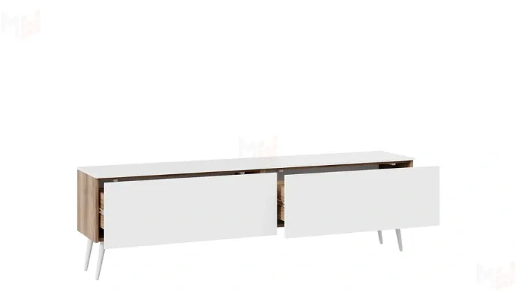Тумба ТВ Порто с опорами - СМ-393.03.011 Яблоня Беллуно, Белый софт