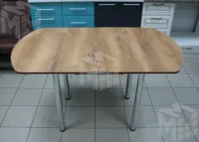 Стол Евро поворотно-раскладной с ящиком 780*590 (орех тёмный), ножки хром