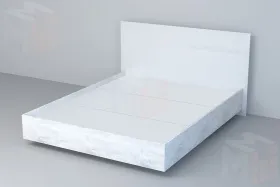 Кровать 031 Эго Бетон Светлый/Белый Глянец (ЛДСП) ЛН 1400х2000