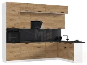 Кухня Рио New угловая 3,0*1,8 м (490) комп. №2 Дуб крафт, белый (Кастилло темный)