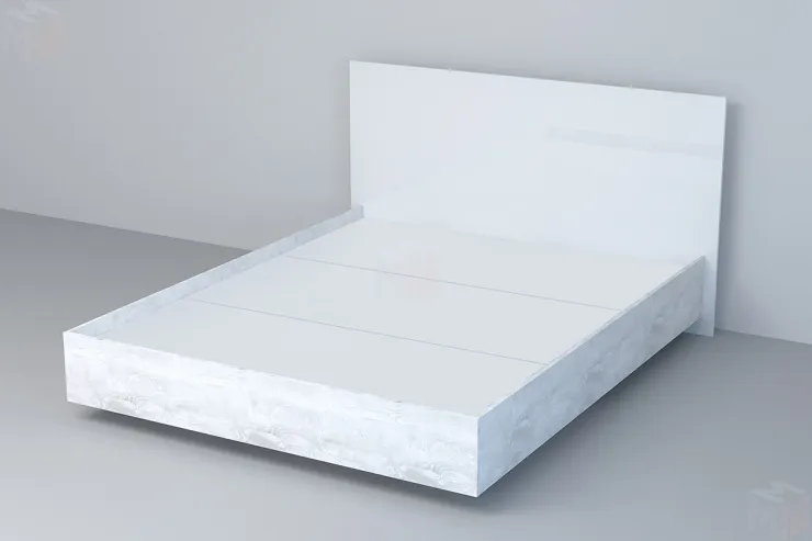 Кровать 031 Эго Бетон Светлый/Белый Глянец (ЛДСП) ЛН 1400х2000