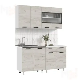 Кухня Рио New 1,6 (490) ЛДСП Дуб крафт белый, Белый (Антарес)