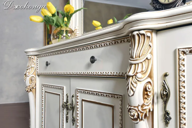 Гостиная Джоконда (сервант и комод), крем и крем/глянец