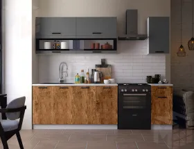 Кухня Техно New 2,0 комп.№2 Графит софт/Дерево амазония