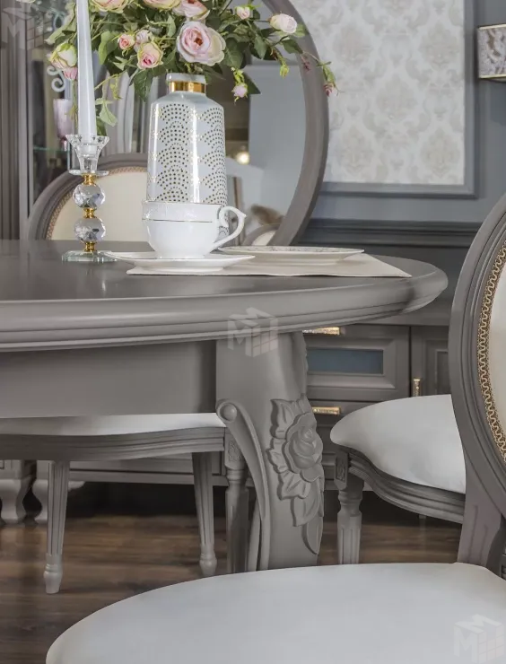 Стол Мокко круглый серый камень