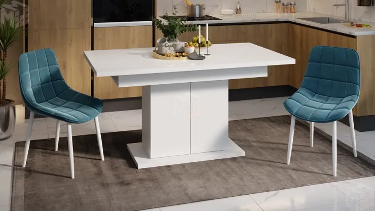 Стол раздвижной Детройт Тип 2 Белый, Стекло Белый глянец