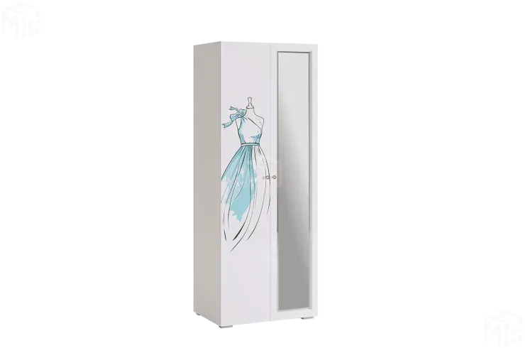 Шкаф 2-створчатый Гламур  белый/белый глянец