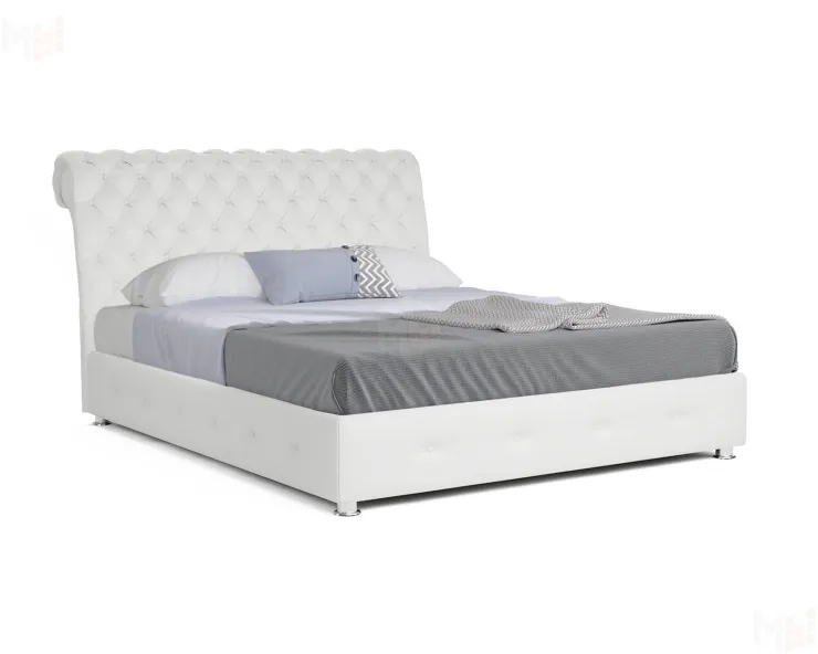 Кровать Эксклюзив 140 см (Экокожа белая)