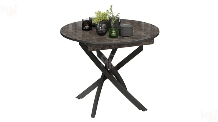 Стол обеденный Diamond Тип 3 - КМ+02.68.000.168 Черный муар, Ателье темный глянец