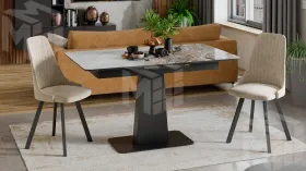 Стол обеденный Бридж Черный муар, Стекло глянцевое оникс